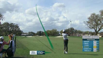 Akshay Bhatia sinks 8-foot birdie putt on No. 12 at Arnold Palmer