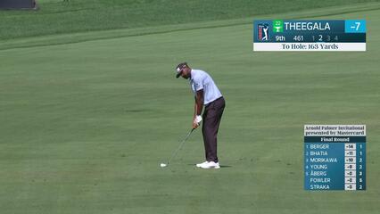 Sahith Theegala hits 161-yard approach to 7 feet, sets up birdie on No. 9 at Arnold Palmer