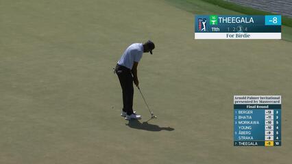 Sahith Theegala sinks 15-foot birdie putt on No. 11 at Arnold Palmer