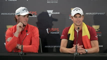 Team Belgium news conference after winning ISPS Handa World Cup
