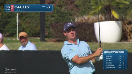 Bud Cauley holes 54-foot chip shot for birdie on No. 16 at Arnold Palmer