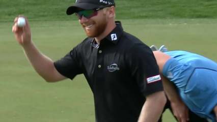 Anders Albertson sinks 19-footer for birdie at Waste Management