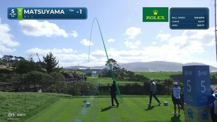 Hideki Matsuyama hits 181-yard tee shot to 13 feet, sets up birdie on No. 5 at AT&T Pebble Beach