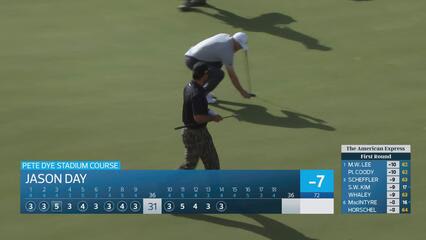 Jason Day holes out 67-foot shot from fairway for birdie at The American Express