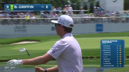 Ben Griffin gets up-and-down from 97 yards for birdie on No. 9 at Charles Schwab