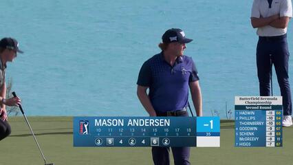 Mason Andersen makes birdie on No. 16 at Butterfield Bermuda