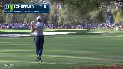 Scottie Scheffler chips in from 80 feet for birdie on No. 11 at THE PLAYERS