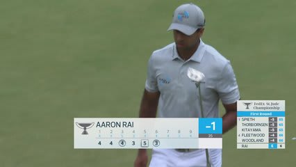 Aaron Rai drains 15-foot birdie putt on No. 6 at FedEx St. Jude
