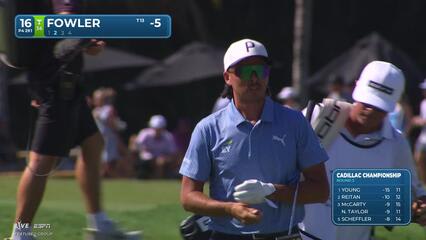 Rickie Fowler gets up-and-down from 35 yards for birdie on No. 16 at Cadillac