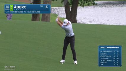 Ludvig Åberg gets up-and-down from 63 yards for birdie on No. 15 at Truist Championship