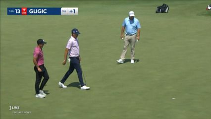 Michael Gligic drains a 35-foot birdie putt at 3M Open