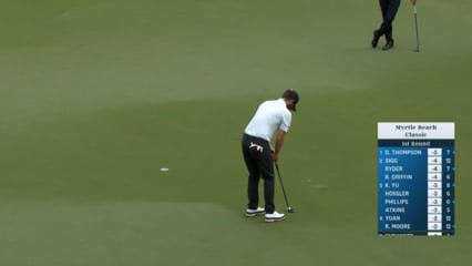 Harrison Endycott makes birdie on the par-4 16th at Myrtle Beach