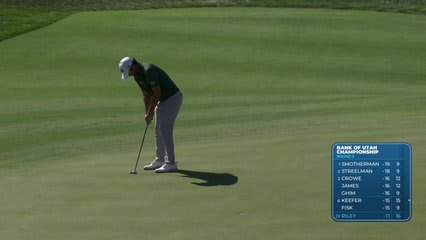 Davis Riley drains 11-foot birdie putt on No. 17 at Bank of Utah