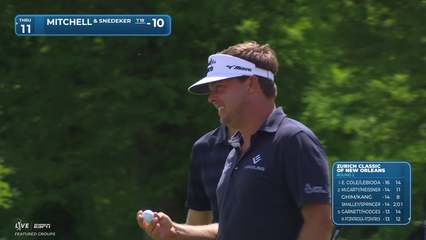 Team Mitchell/Snedeker holes out for birdie from 18-feet on No. 2 at Zurich Classic