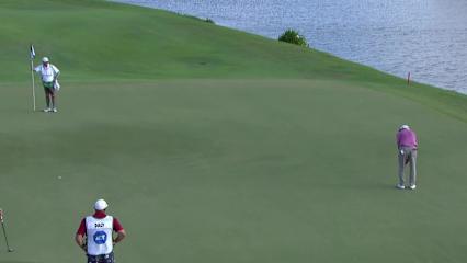 Ken Duke makes birdie putt on No. 17 at James Hardie