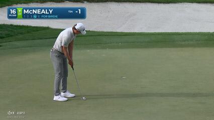 Maverick McNealy sinks 8-foot birdie putt on No. 16 at Arnold Palmer