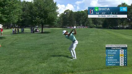 Akshay Bhatia's 131-yard approach sets up birdie on No. 3 at Travelers
