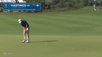 Justin Hastings drops in a 17-foot birdie putt at Mexico Open