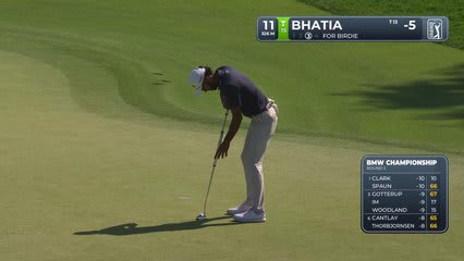 Akshay Bhatia drains 4-foot birdie putt on No. 11 at BMW Championship