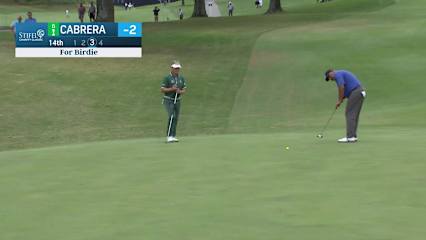 Ángel Cabrera makes birdie putt on No. 14 at Stifel Charity Classic