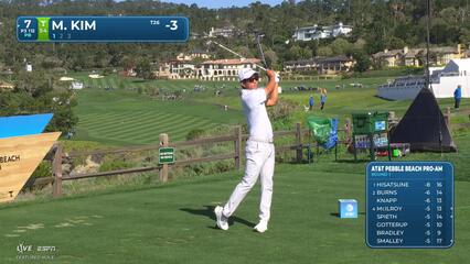 Michael Kim hits tee shot to 3 feet on No. 7 at AT&T Pebble Beach