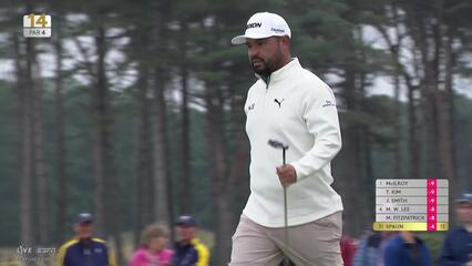 J.J. Spaun sinks 4-foot putt for birdie on No. 14 at Genesis Scottish Open