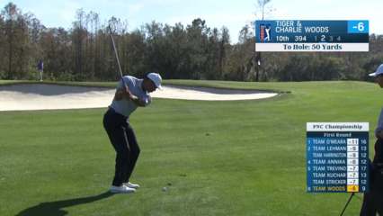 Tiger and Charlie Woods combine for birdie at PNC Championship