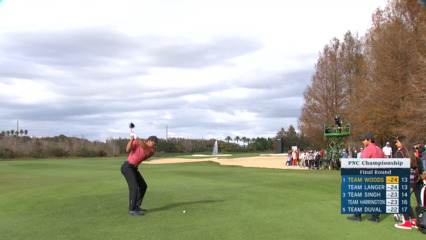 Tiger Woods hits driver off the deck to set up birdie at PNC Championship