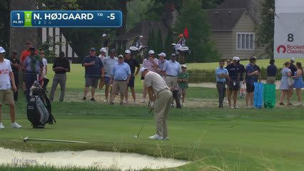 Nicolai Højgaard gets up-and-down from 100 yards for birdie on No. 1 at Rocket Classic