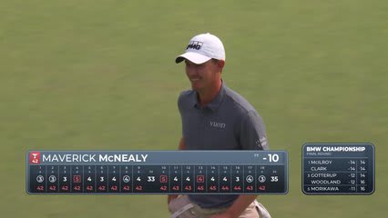 Maverick McNealy drains 12-foot putt for birdie on No. 18 at BMW Championship