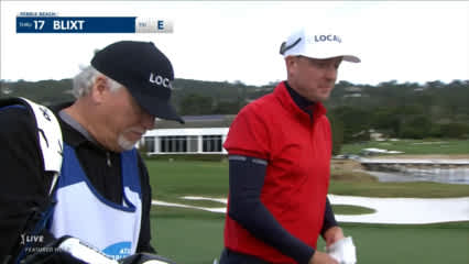 Jonas Blixt holes par-saving chip shot at AT&T Pebble Beach