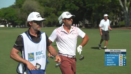 Viktor Hovland holes 12-foot approach for birdie on No. 13 at RBC Heritage