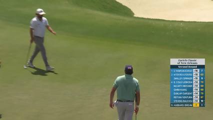 Brehm/Hubbard sinks a 31-foot eagle putt on No. 18 at Zurich Classic