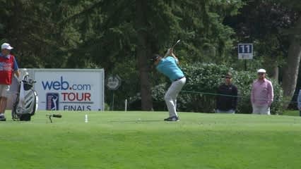 Henrik Norlander’s tee shot sets up a tap-in birdie at Hotel Fitness
