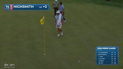 Joe Highsmith drains 7-foot putt for birdie on No. 14 at John Deere