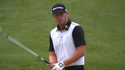Tyler Aldridge's bunker shot on No. 1 sets up par save at Quicken Loans