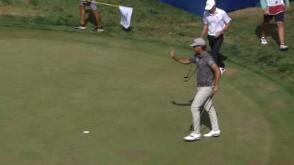 Roger Sloan rolls in birdie from fringe at Albertsons Boise Open