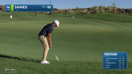 Ben James gets up-and-down from 38 yards for birdie on No. 14 at Bank of Utah