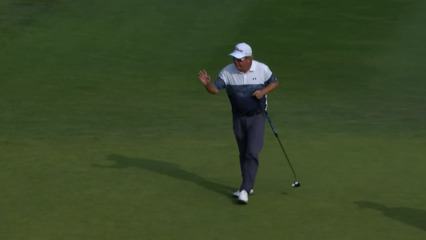 Billy Mayfair makes birdie putt on No. 18 at Boeing Classic