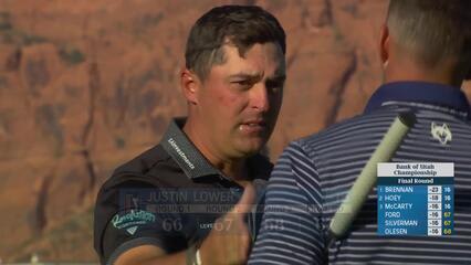 Justin Lower sinks 7-foot birdie putt on No. 18 at Bank of Utah