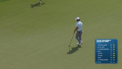 Ryan Fox drains 14-foot putt for birdie on No. 18 at Texas Children's