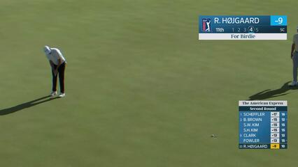 Rasmus Højgaard sinks 19-foot birdie putt on No. 11 at The American Express