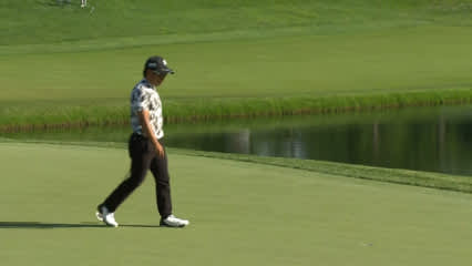 Kazuki Higa sinks 17-footer for birdie at the Memorial