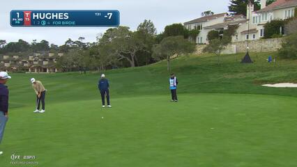 Mackenzie Hughes pours in 31-foot birdie putt on No. 1 at Pebble Beach