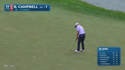 Brian Campbell drains 8-foot putt for birdie on No. 17 at 3M Open