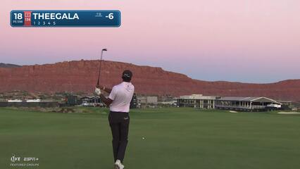 Sahith Theegala hits 248-yard approach to 30 feet, sets up birdie on No. 18 at Bank of Utah