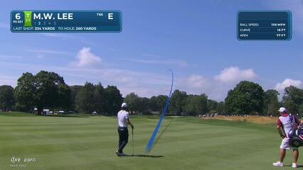 Min Woo Lee sinks 5-foot birdie putt on No. 6 at Travelers