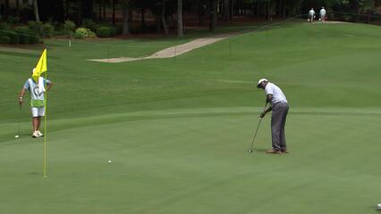 Vijay Singh makes birdie putt on No. 2 at Regions Tradition