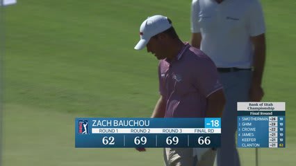 Zachary Bauchou holes 32-foot approach for eagle on No. 18 at Bank of Utah