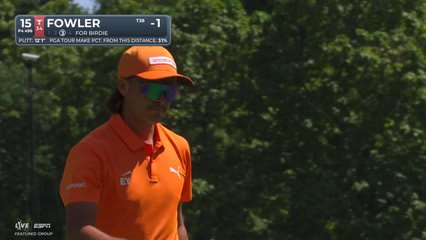 Rickie Fowler drains 12-foot putt for birdie on No. 15 at BMW Championship